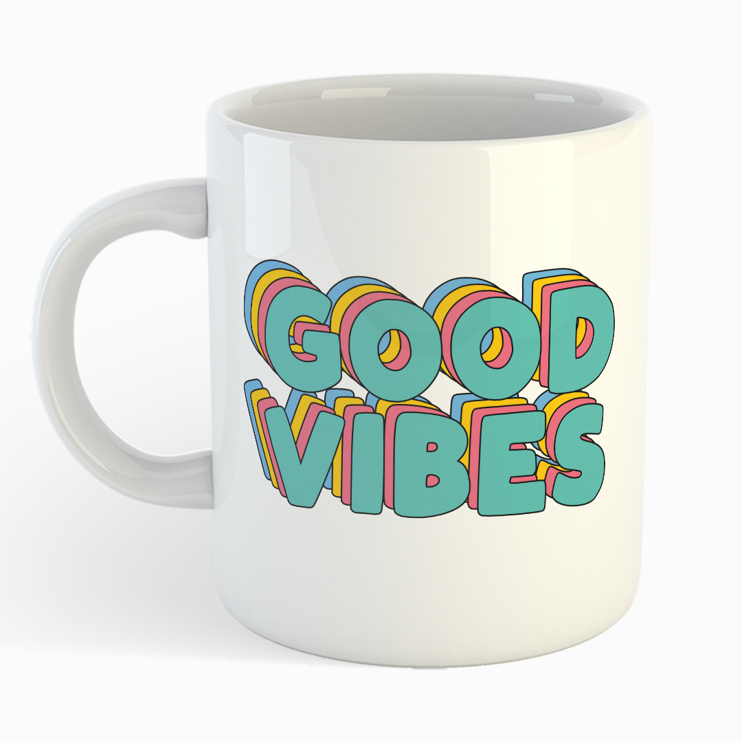 Weiße Tasse - GOOD VIBES