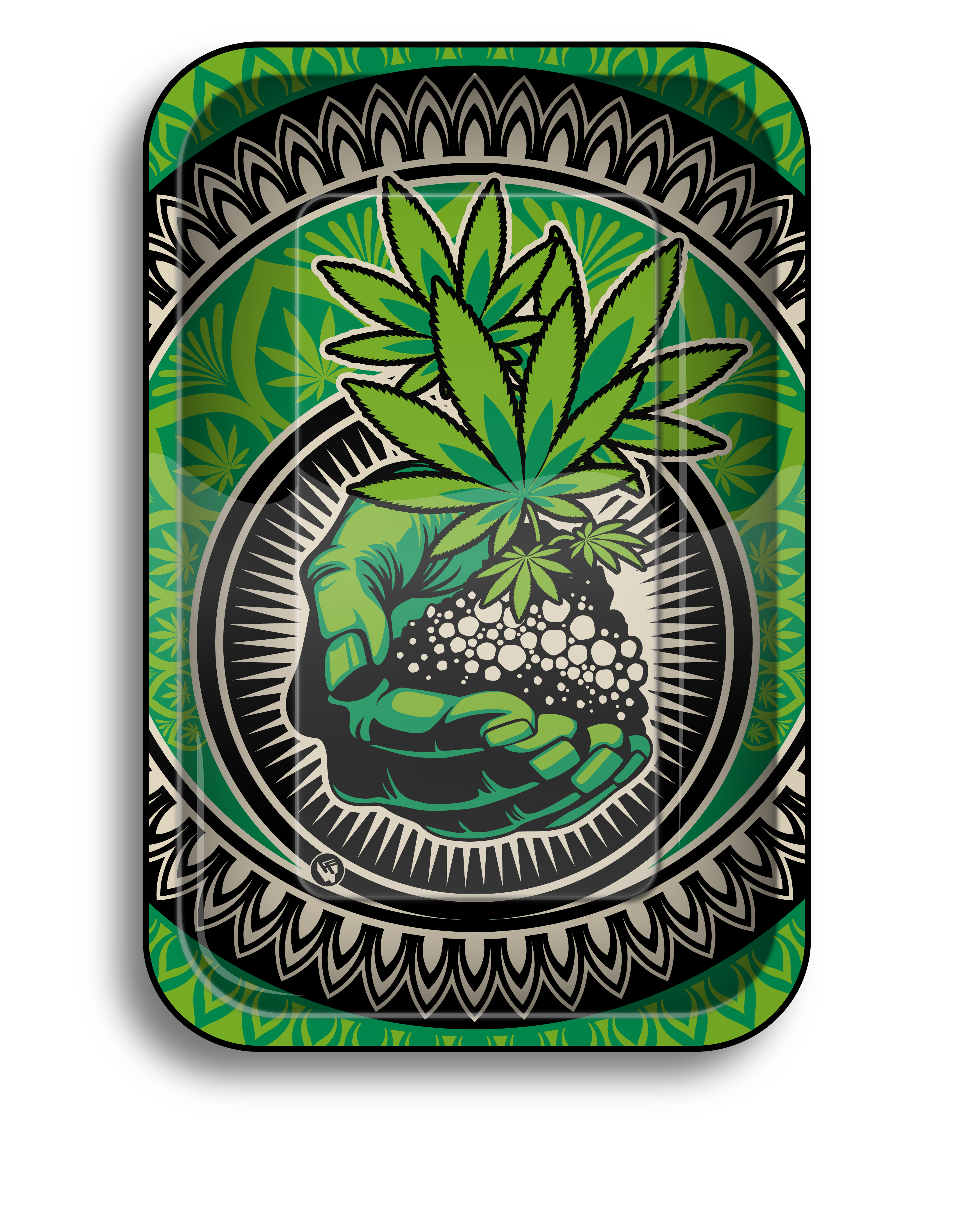 Metal Rolling Tray Grass Art 2 (275 mm x 175 mm)