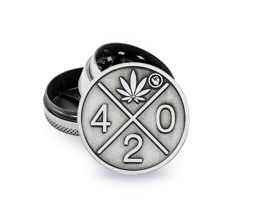 Metal Grinder Silver 420 Logo (⌀40 mm / 3-parts)
