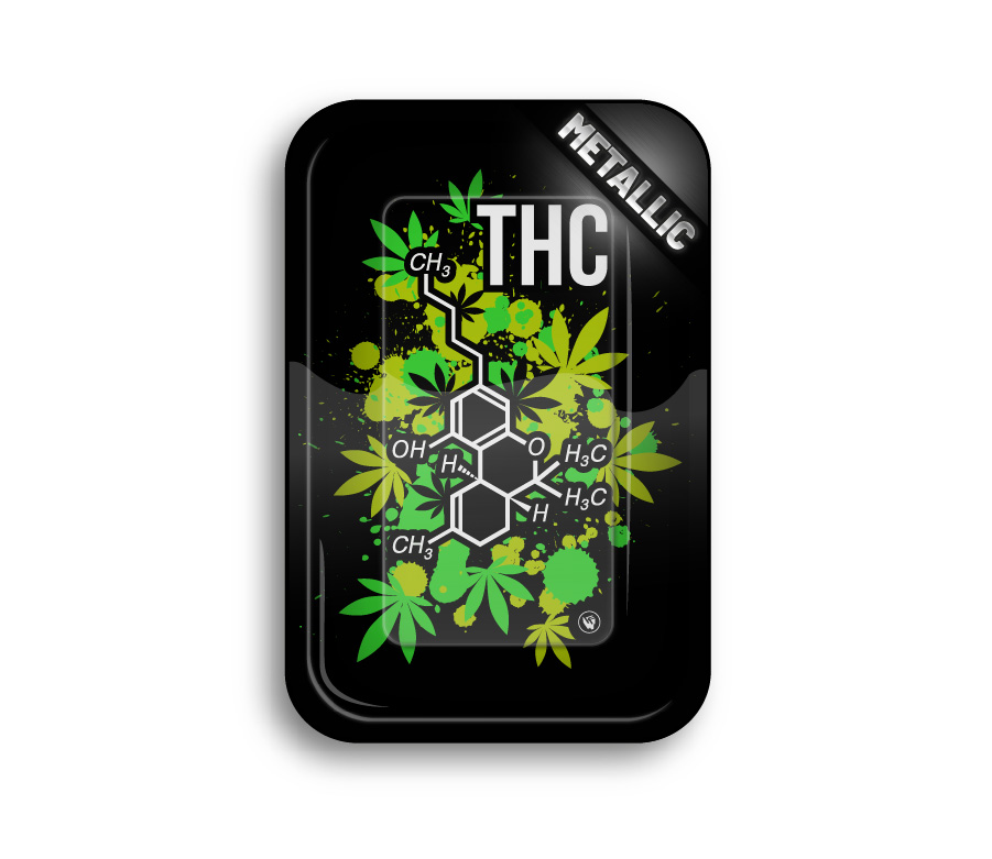 Metal Rolling Tray THC Molecule (275 mm x 175 mm)