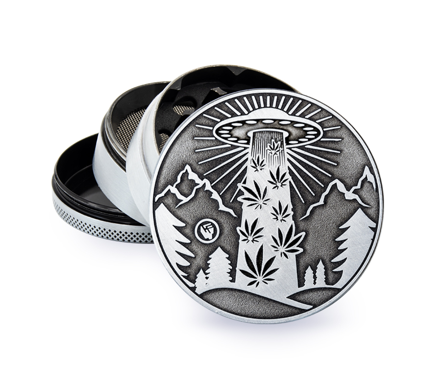 Metal Grinder Silver 420 Aliens (⌀60 mm / 4-parts)