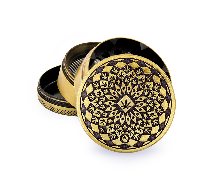 Metal Grinder Gold Leaf Pattern (⌀50 mm / 4-parts)