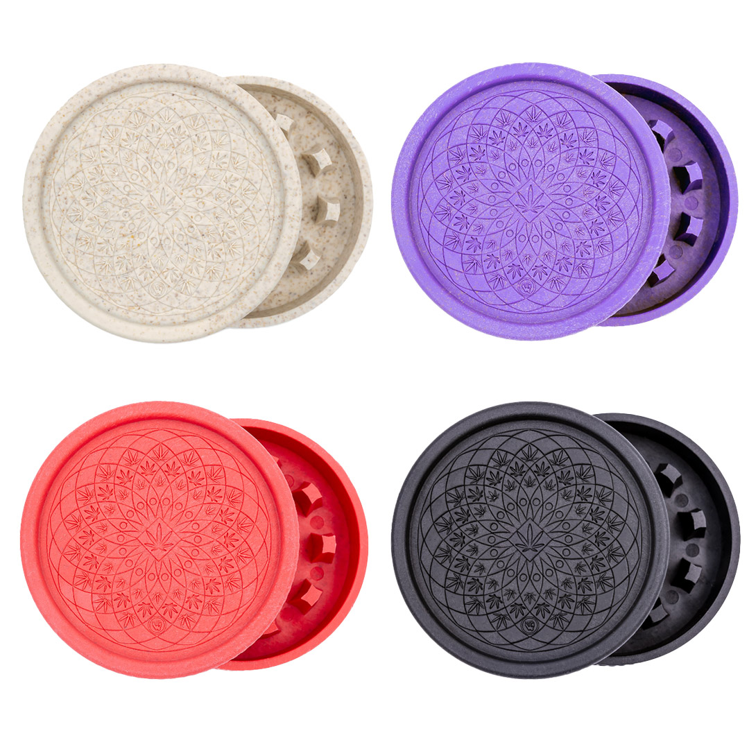 Hemp Grinder - Leaf Pattern (⌀55 mm / 2-parts)