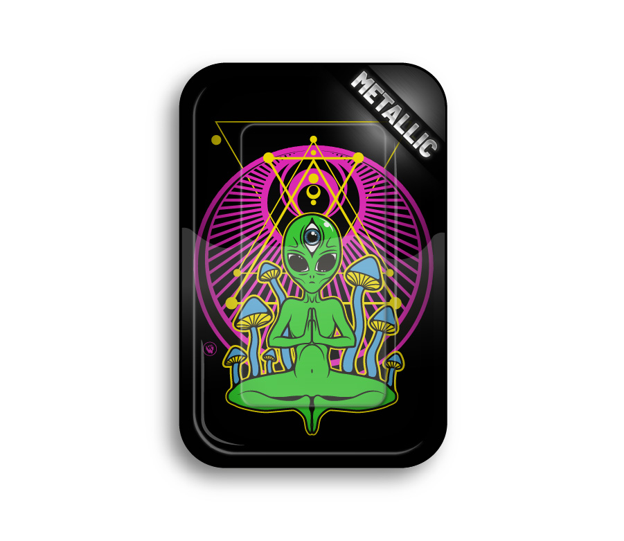 Metal Rolling Tray Trippy Alien (275 mm x 175 mm)