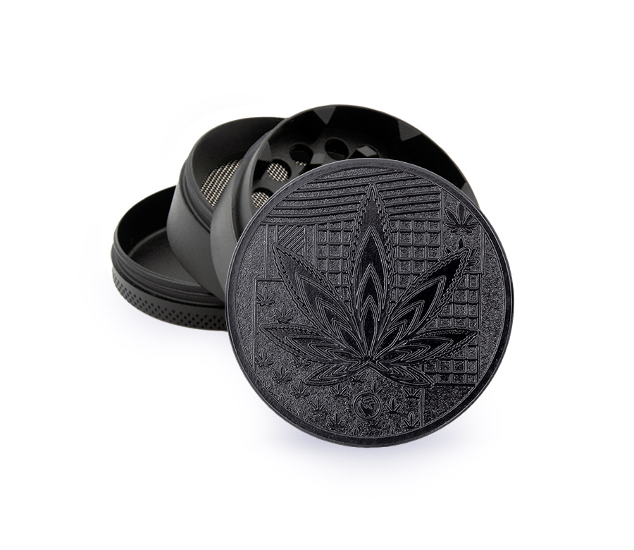 Metal Grinder Black Leaves 36 (⌀50 mm / 4-parts)