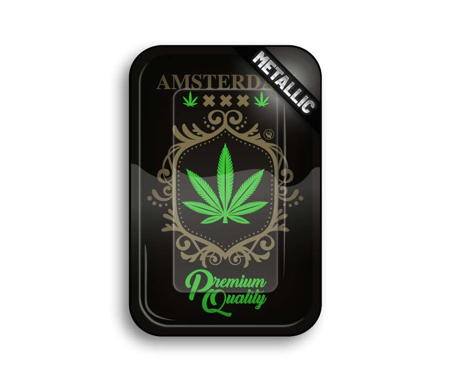 Metal Rolling Tray - Adam Leaf Gold (275 mm x 175 mm)