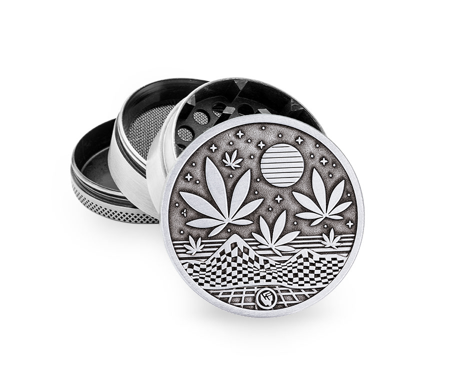 Metal Grinder Silver Leaves 37 1 (⌀50 mm / 4-parts)